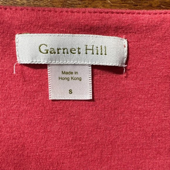 Garnet Hill Dress S Pink Coral Short Sleeve A-Line Knee Length Cotton Blend Knit - Picture 6 of 8